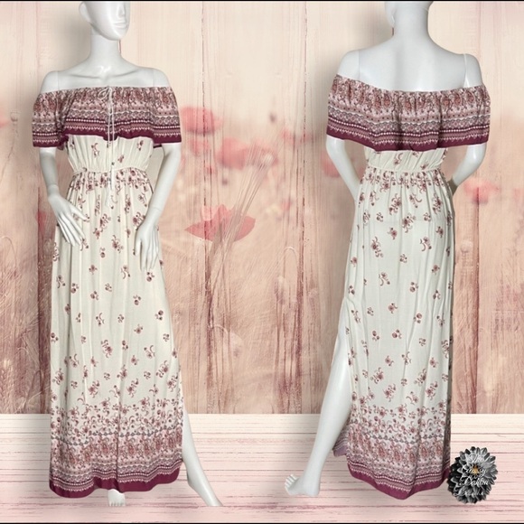 NWOT Off the Shoulder Maxi by Iris Liberty Floral Size Small Cottagecore - Picture 1 of 15
